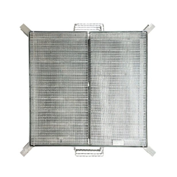 Heavy Duty Galvanised Linear Heelguard Grate and Frame 920mm X 920mm X 50mm | Centre Hinged and Open